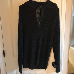 Black waffle Henley sweater